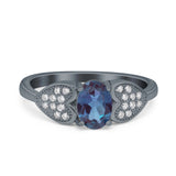 Art Deco Oval Natural Stone Promise Ring
