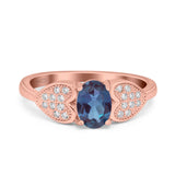 Art Deco Oval Natural Stone Promise Ring