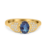 Art Deco Oval Natural Stone Promise Ring