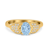 Art Deco Oval Natural Stone Promise Ring