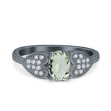 Art Deco Oval Natural Stone Promise Ring