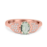 Art Deco Oval Natural Stone Promise Ring