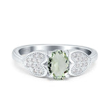 Art Deco Oval Natural Stone Promise Ring
