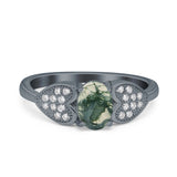Art Deco Oval Natural Stone Promise Ring