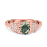 Art Deco Oval Natural Stone Promise Ring