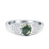 Art Deco Oval Natural Stone Promise Ring