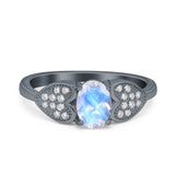 Art Deco Oval Natural Stone Promise Ring
