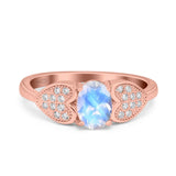 Art Deco Oval Natural Stone Promise Ring