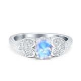 Art Deco Oval Natural Moonstone Promise Ring 925 Sterling Silver
