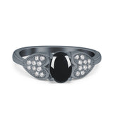 Art Deco Oval Natural Stone Promise Ring