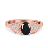 Art Deco Oval Natural Stone Promise Ring