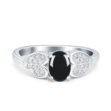Art Deco Oval Natural Stone Promise Ring