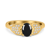 Art Deco Oval Natural Stone Promise Ring