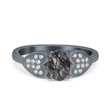 Art Deco Oval Natural Stone Promise Ring
