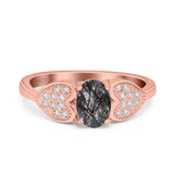 Art Deco Oval Natural Stone Promise Ring