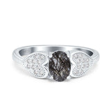 Art Deco Oval Natural Stone Promise Ring