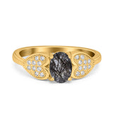 Art Deco Oval Natural Stone Promise Ring