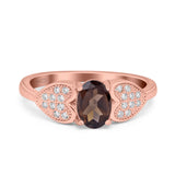 Art Deco Oval Natural Stone Promise Ring