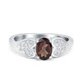 Art Deco Oval Natural Stone Promise Ring