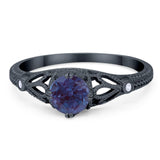 Round Natural Stone Leaf Vintage Style Ring