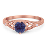 Round Natural Stone Leaf Vintage Style Ring