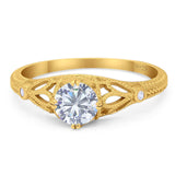 Round Natural Stone Leaf Vintage Style Ring