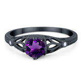 Round Natural Stone Leaf Vintage Style Ring