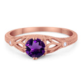 Round Natural Stone Leaf Vintage Style Ring