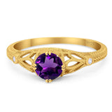 Round Natural Stone Leaf Vintage Style Ring