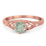 Round Natural Stone Leaf Vintage Style Ring