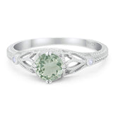 Round Natural Stone Leaf Vintage Style Ring