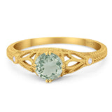 Round Natural Stone Leaf Vintage Style Ring