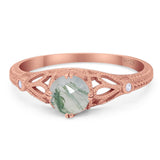 Round Natural Stone Leaf Vintage Style Ring