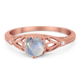 Round Natural Stone Leaf Vintage Style Ring