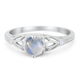 Round Natural Stone Leaf Vintage Style Ring