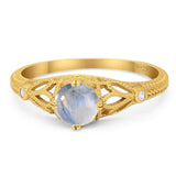 Round Natural Stone Leaf Vintage Style Ring