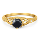 Round Natural Stone Leaf Vintage Style Ring