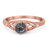 Round Natural Stone Leaf Vintage Style Ring