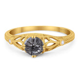 Round Natural Stone Leaf Vintage Style Ring