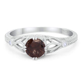 Round Natural Stone Leaf Vintage Style Ring