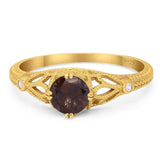 Round Natural Stone Leaf Vintage Style Ring