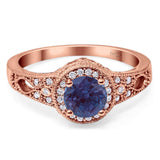 Art Deco Round Natural Stone Halo Ring