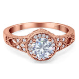 Art Deco Round Natural Stone Halo Ring