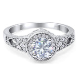 Art Deco Round Natural Stone Halo Ring