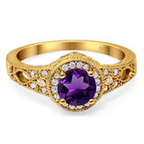 Art Deco Round Natural Stone Halo Ring