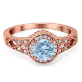 Art Deco Round Natural Stone Halo Ring