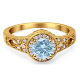 Art Deco Round Natural Stone Halo Ring