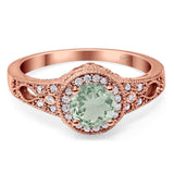 Art Deco Round Natural Stone Halo Ring