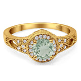 Art Deco Round Natural Stone Halo Ring