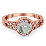 Art Deco Round Natural Stone Halo Ring